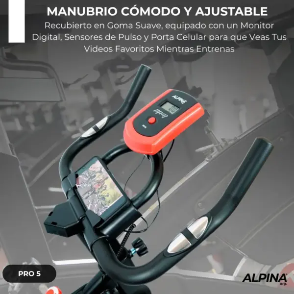 Bicicleta Fija Alpina 5 Profesional Spinning 13 Kg Monoshock - Image 5