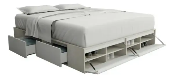Table's 6443 Baúl 2 1/2 plazas cama cajonera con zapatero sommier 200 x 160 Queen Everest